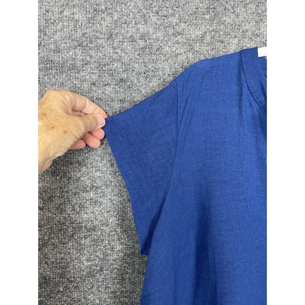 Mercer & Madison Linen/Rayon Shirt Short Sleeve V-Neck Blue Size 1X - Picture 6 of 8